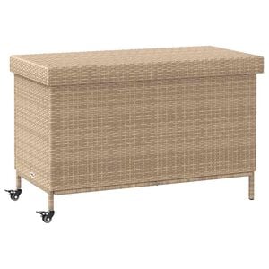 vidaXL Tr&auml;dg&aring;rdsl&aring;da med hjul blandad beige 110x55x73 cm konstrotting