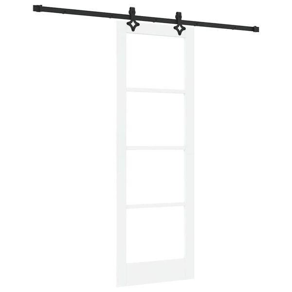 vidaXL Skjutd&ouml;rr Vit 73,5 x 211 cm Massivt talltr&auml; och glas