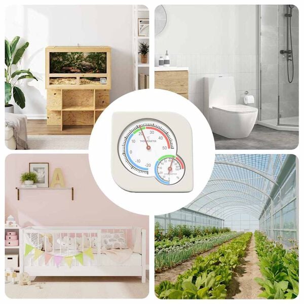 vidaXL Termo Hygrometer Vit 7,5 x 7,5 x 1,2 cm ABS