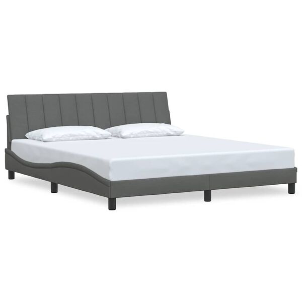 vidaXL Bed Frame without Mattress "Hanko" Dark Grey 180x200 cm Fabric