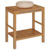 vidaXL Badrumsundersk&aring;p massiv teak med handfat marmor gr&auml;ddvit