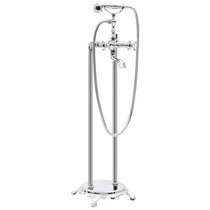 vidaXL Frist&aring;ende badkarsblandare rostfritt st&aring;l 99,5 cm silver