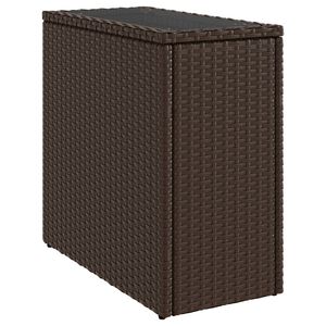 vidaXL Tr&auml;dg&aring;rdsbord med glasskiva brun 58x27,5x55 cm konstrotting