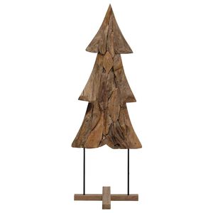 vidaXL Julgran med stativ Brun 90 cm Massivt teaktr&auml;