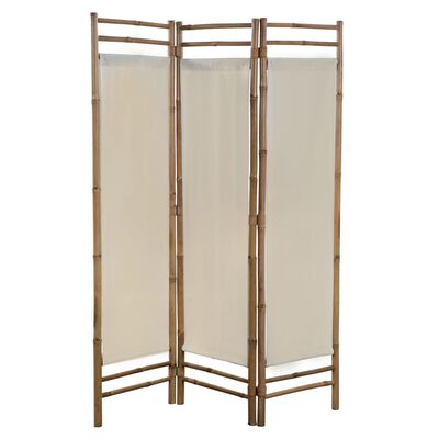 vidaXL Rumsavdelare 3 paneler hopfällbar bambu och kanvas 120 cm