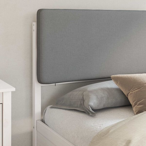 vidaXL Sängram med Klädd Huvudgavel Ljusgrå 180 x 200 cm Massiv furu