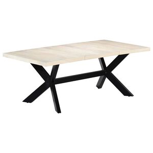 vidaXL Matbord vit 200x100x75 cm massivt mangotr&auml;