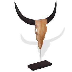 vidaXL Tjurskalleskulptur teak 66x15x88 cm