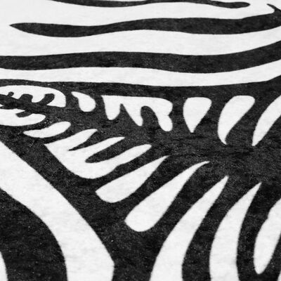 vidaXL Matta svart och vit 120x170 cm zebramönster tvättbar halkfri