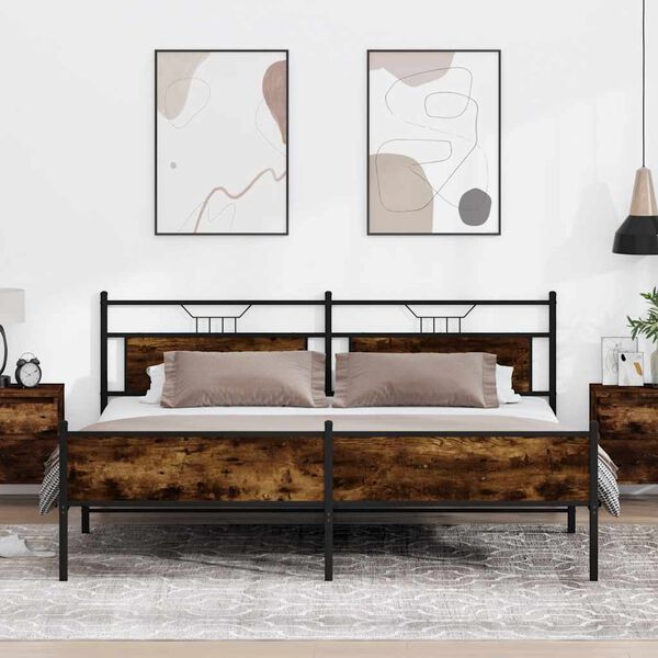 vidaXL S&auml;ngram utan madrass metall r&ouml;kf&auml;rgad ek 200x200 cm