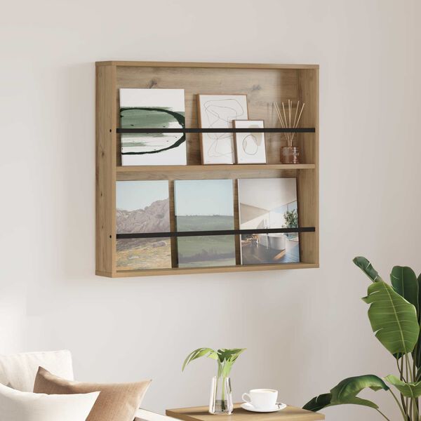 vidaXL Tidningshylla Artisan Ek 80 x 12 x 70 cm Konstruerat tr&auml;