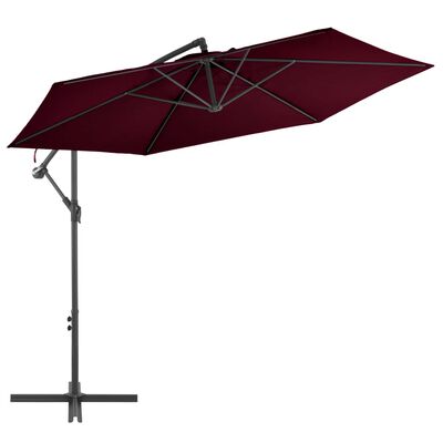 vidaXL Frihängande parasoll med aluminiumstång vinröd 300 cm