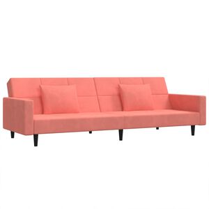 vidaXL B&auml;ddsoffa 2-sits med tv&aring; kuddar rosa sammet