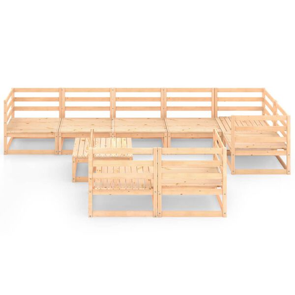 vidaXL Loungegrupp för trädgården 9 delar massiv furu