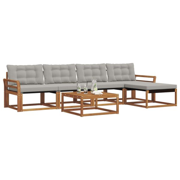 vidaXL Utomhussoffset med kudde 6 pcs Naturlig och Ljus Gr&aring;