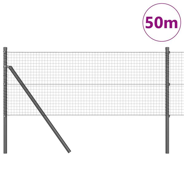 vidaXL St&auml;ngselstolpe Gr&aring; 50 x 0,5 m (25 x 25 mm n&auml;t) St&aring;l och PVC