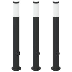 vidaXL Pollare med uttag 3 st 80 cm rostfritt st&aring;l IP44