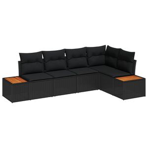 vidaXL Tr&auml;dg&aring;rdsoffset 5 st 5-Antal sittplatser Svart Poly rattan