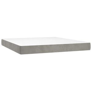 vidaXL Pocketres&aring;rmadrass medium ljusgr&aring; 180x200x20 cm sammet