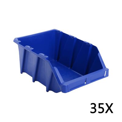vidaXL Förvaringsbackar 35 st stapelbara 218x360x156 mm blå