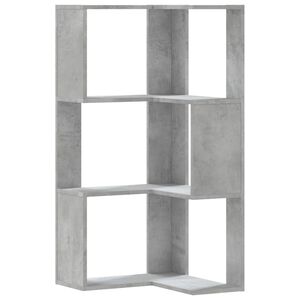 vidaXL Bokhylla h&ouml;rn 3 hyllplan betonggr&aring; 50x50x102 cm konstruerat tr&auml;