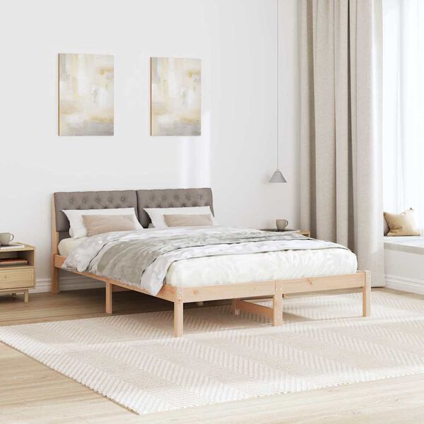 vidaXL S&auml;ngram med huvudgavel Brun och taupe 135 x 190 cm Massiv furu