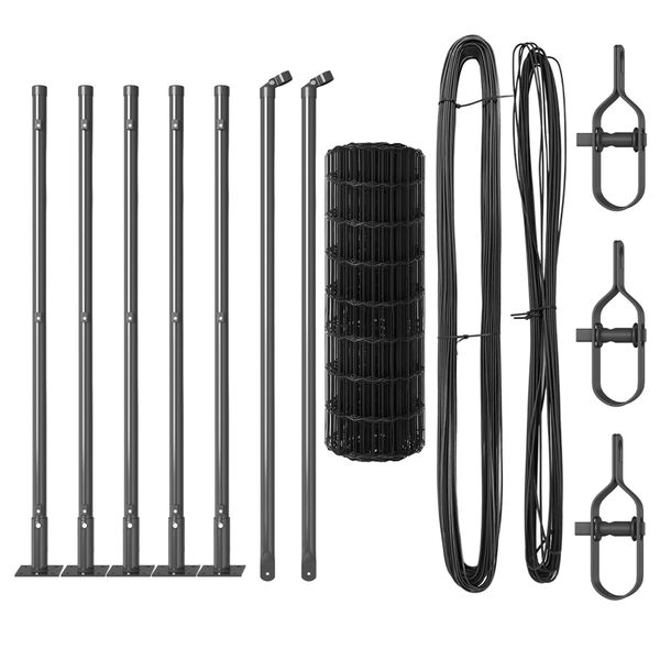 vidaXL Staket med stolpar Grå 0.4 x 10 m Stål