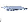 vidaXL Markis manuellt inf&auml;llbar med LED 400x350 cm bl&aring; och vit