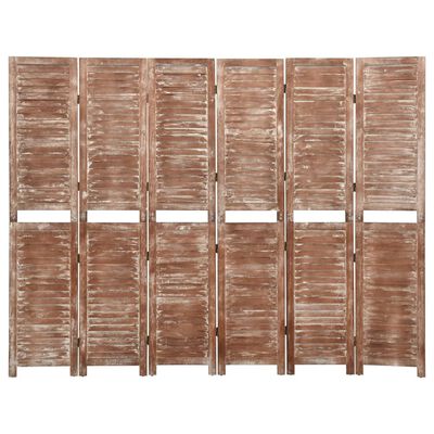 vidaXL Rumsavdelare 6 paneler brun 210x165 cm massivt paulowniaträ