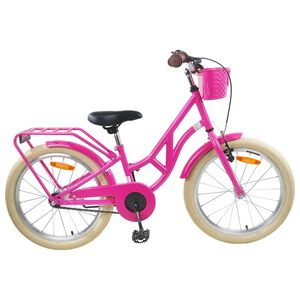 vidaXL Barncykel 20 Tum f&ouml;r 6-11 &aring;r gamla M&ouml;rkrosa