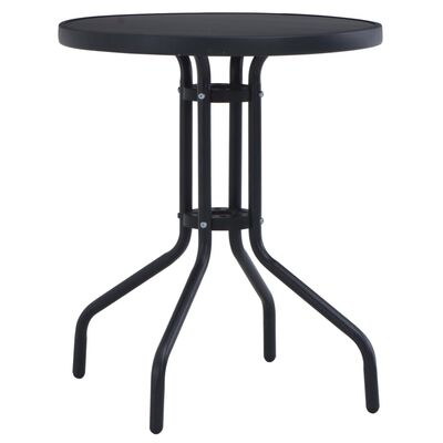 vidaXL Trädgårdsbord svart 60 cm stål och glas