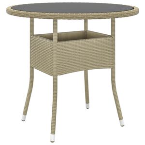 vidaXL Tr&auml;dg&aring;rdsbord &Oslash;80x75 cm h&auml;rdat glas och konstrotting beige