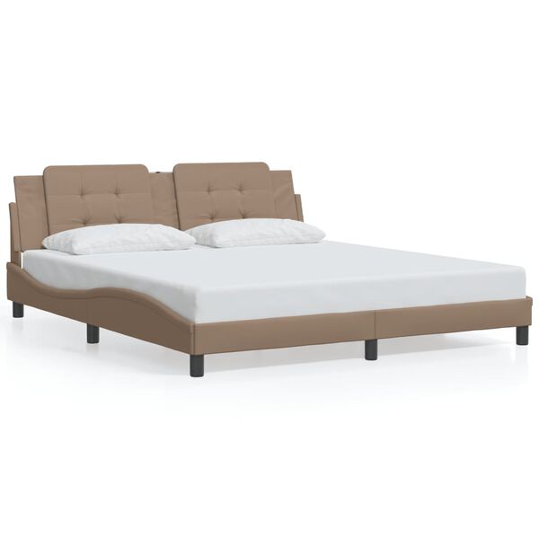 vidaXL Bed Frame without Mattress "Zadar" Cappuccino 180x200 cm Faux Leather