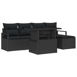 vidaXL Tr&auml;dg&aring;rdsoffset med kudde 6 pcs Svart konstrotting