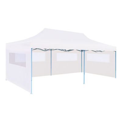 vidaXL Pop-Up hopfällbart partytält med sidoväggar 3x6 m stål vit