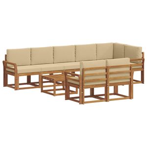vidaXL Utomhussoffset med kudde 9 pcs Naturlig och Beige