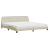vidaXL Bed with Mattress "Dover" Cream 200x200 cm Fabric