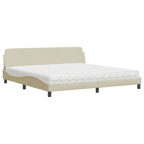 vidaXL Bed with Mattress "Dover" Cream 200x200 cm Fabric