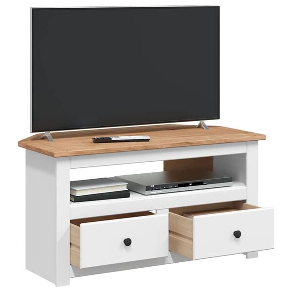 vidaXL TV-b&auml;nk h&ouml;rn vit 93x49x49 cm massiv furu panama