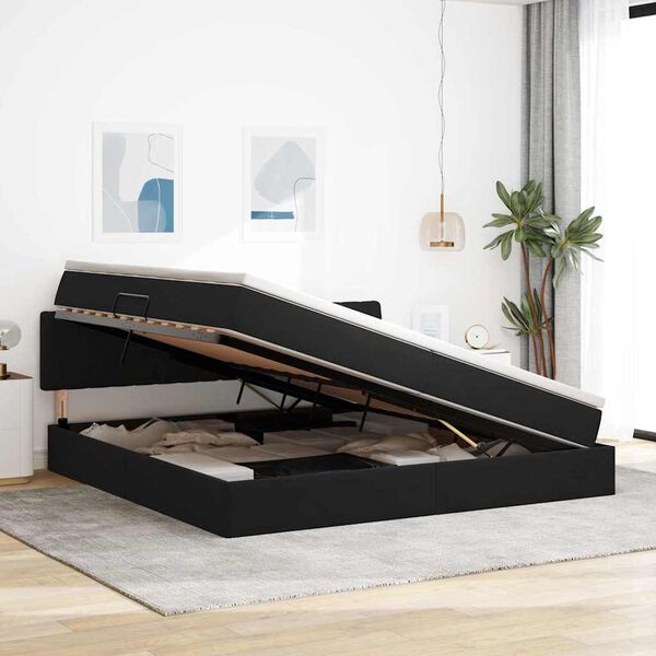 vidaXL F&ouml;rvaringss&auml;ng med madrass Svart 200 x 200 cm Sammet