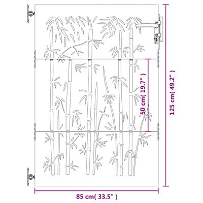 vidaXL Trädgårdsgrind 85x125 cm rosttrögt stål bambudesign