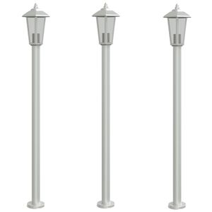 vidaXL Utomhusgolvlampor 3 st silver 120 cm rostfritt st&aring;l