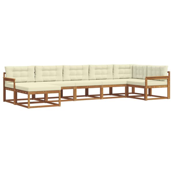 vidaXL Utomhussoffset med kudde 7 pcs Naturlig och Gr&auml;dde