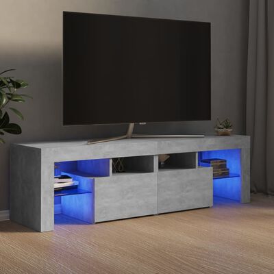vidaXL Tv-bänk med LED-belysning betonggrå 140x36,5x40 cm