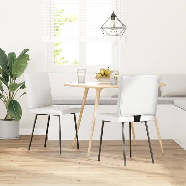 vidaXL Matstolar 2 st vit konstläder