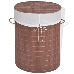 vidaXL Tv&auml;ttkorg i bambu oval brun