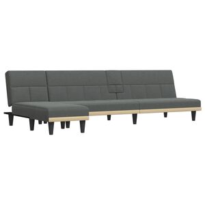 vidaXL L-formad soffa m&ouml;rkgr&aring; 255x140x70 cm tyg