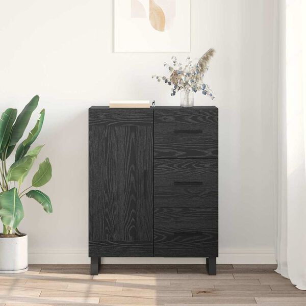 vidaXL Sideboard Svart Ek 69,5 x 34 x 90 cm Konstruerat tr&auml; och j&auml;rn