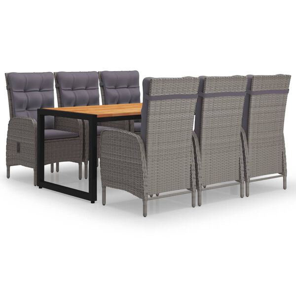 vidaXL Matgrupp f&ouml;r tr&auml;dg&aring;rden 7 delar gr&aring;