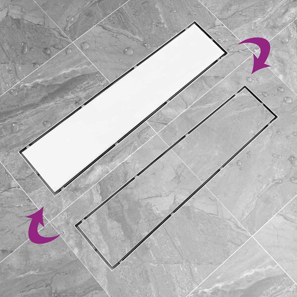 vidaXL Golvbrunn med 2-i-1 kakelinlägg 53x14 cm rostfritt stål